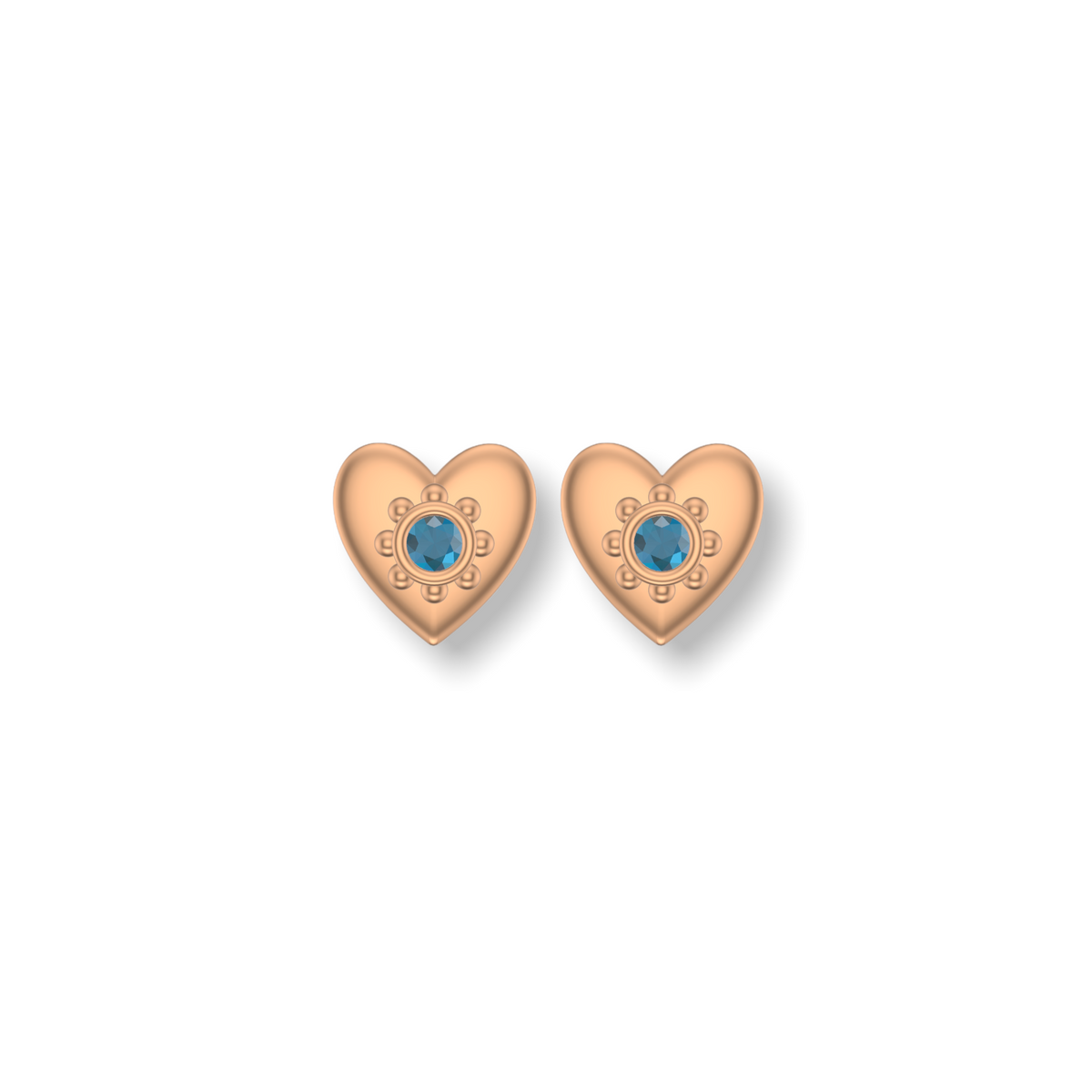 Little Love Heart Studded Earrings  | Gold Studs | Choose Your Gemstones