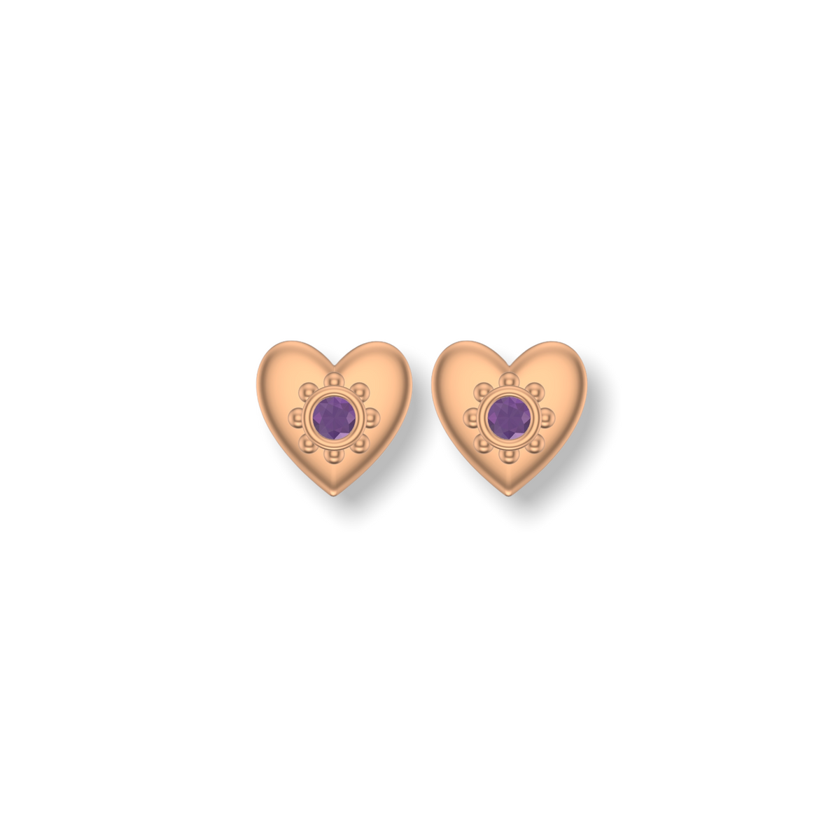 Little Love Heart Studded Earrings  | Gold Studs | Choose Your Gemstones