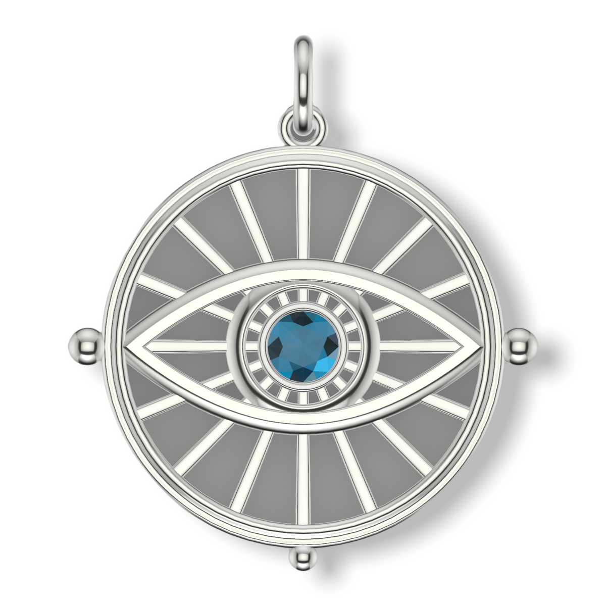 Eye Of Sarah Framed Evil Eye Wheel Charm | Silver Pendant With Granules | Choose Your Gemstone