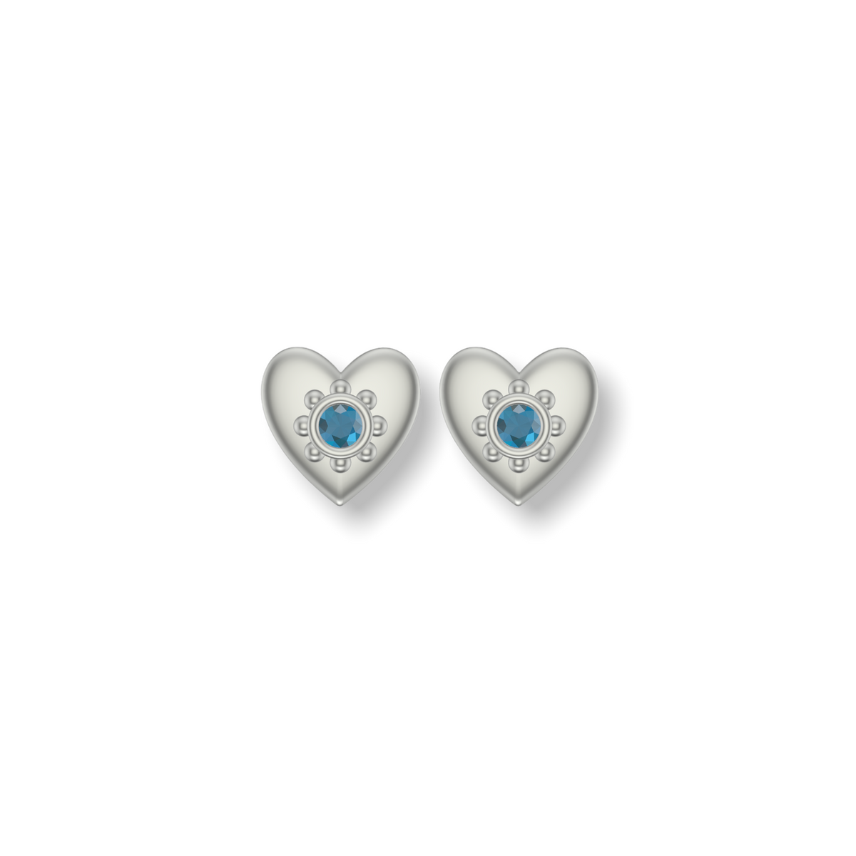 Little Love Heart Studded Earrings  | Silver Studs | Choose Your Gemstones