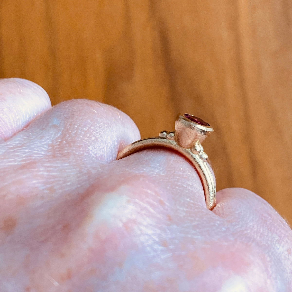 Ruby Long Oval Shaped Stacker | Gold Stacking Ring | Choose Your Metal And Gemstone