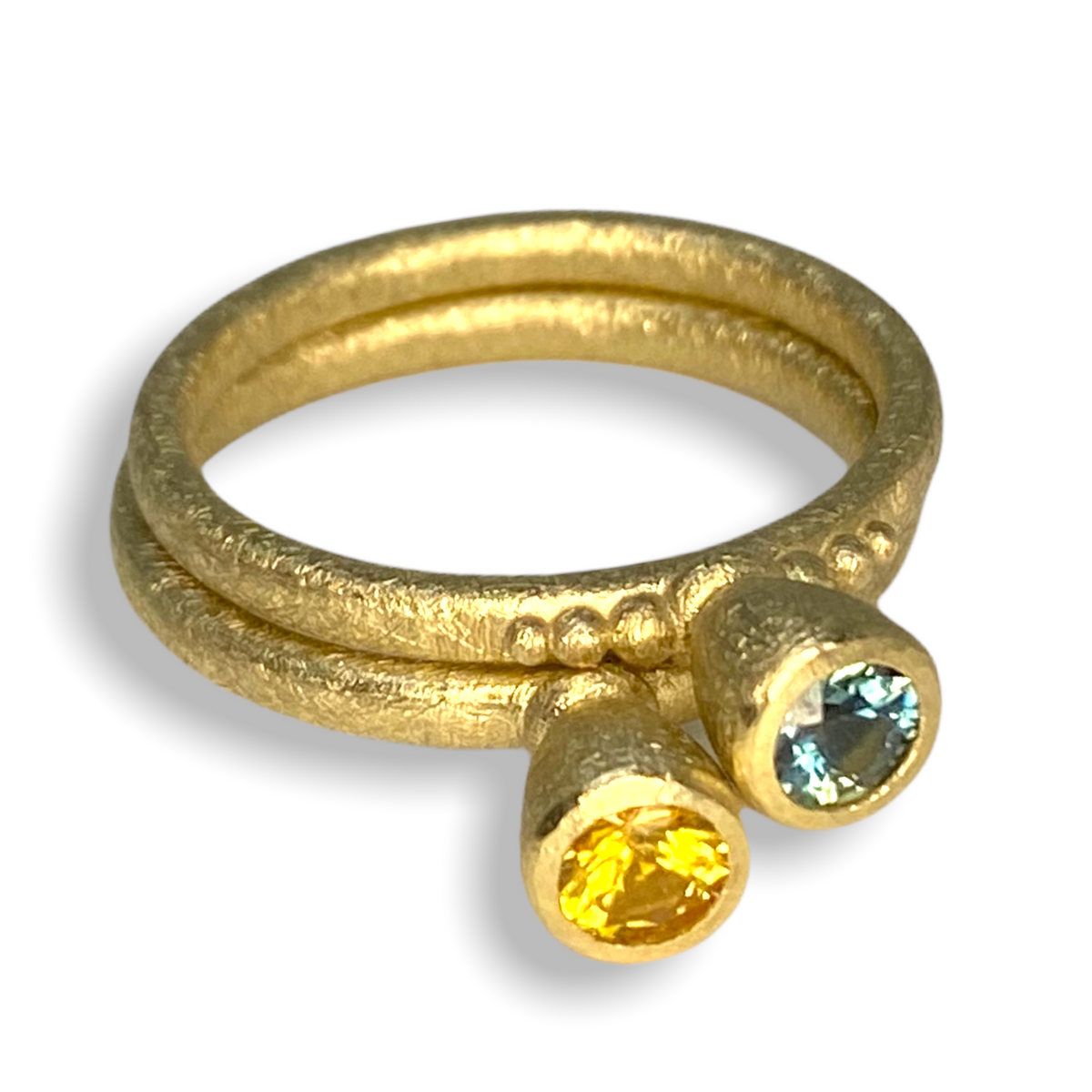 Tulip Tall Cone Shaped Stacker | 9ct Gold Stacking Ring  | Yellow Sapphire | Size O½