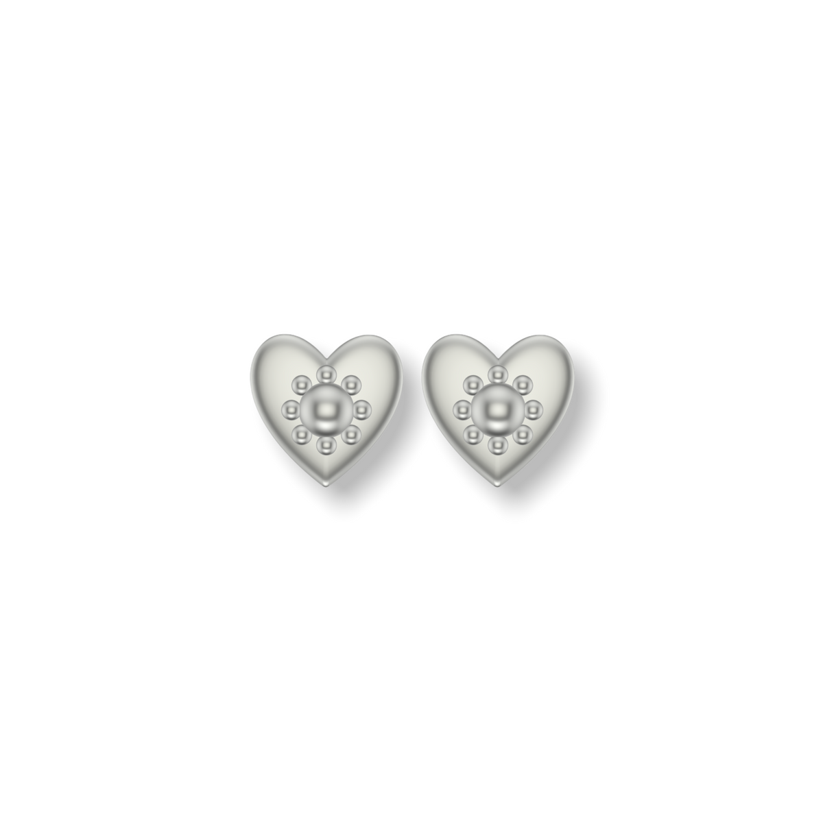 Little Love Heart Studded Earrings  | Silver Studs