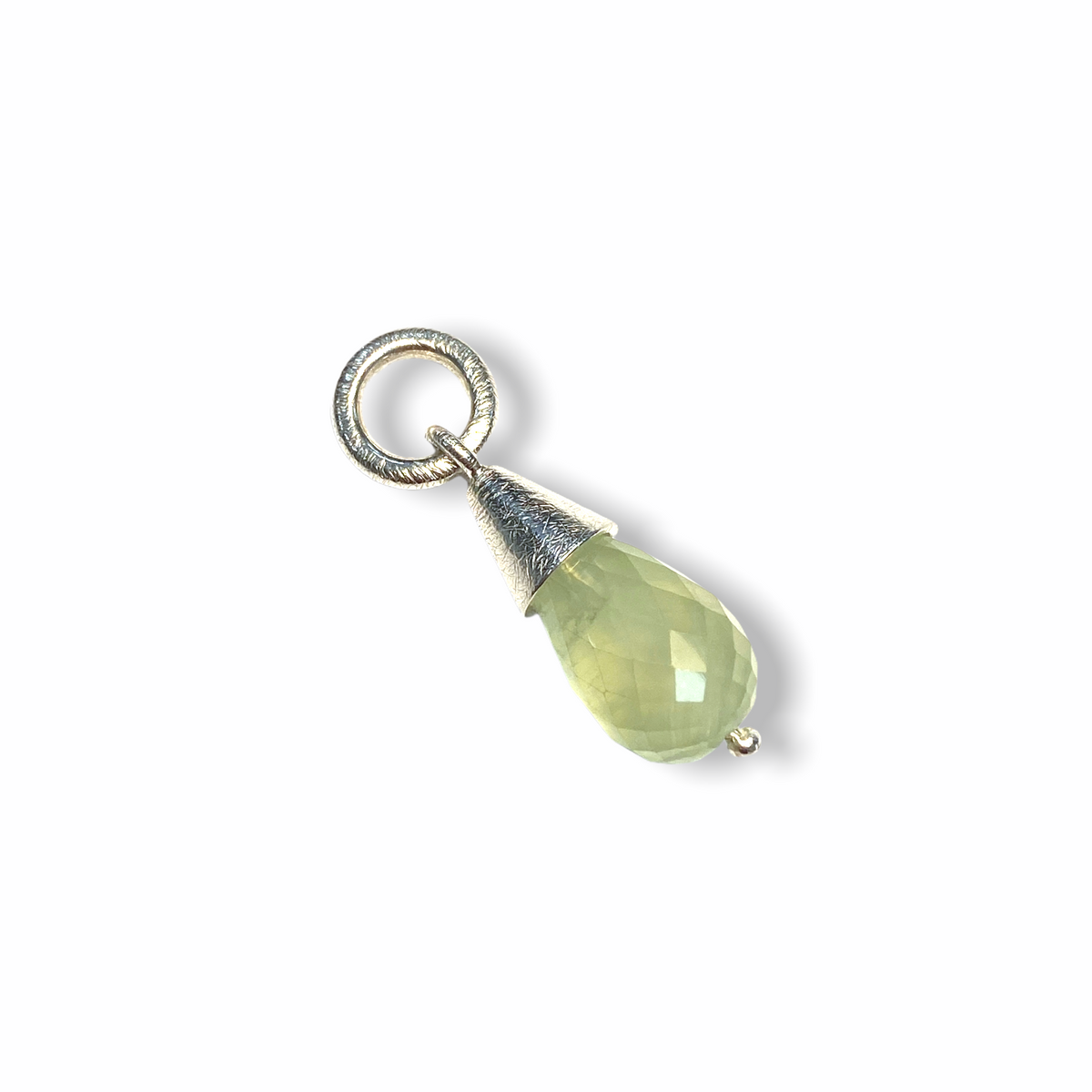 Jewel Drop Charm | Silver Pendant, Small | Green Quartz
