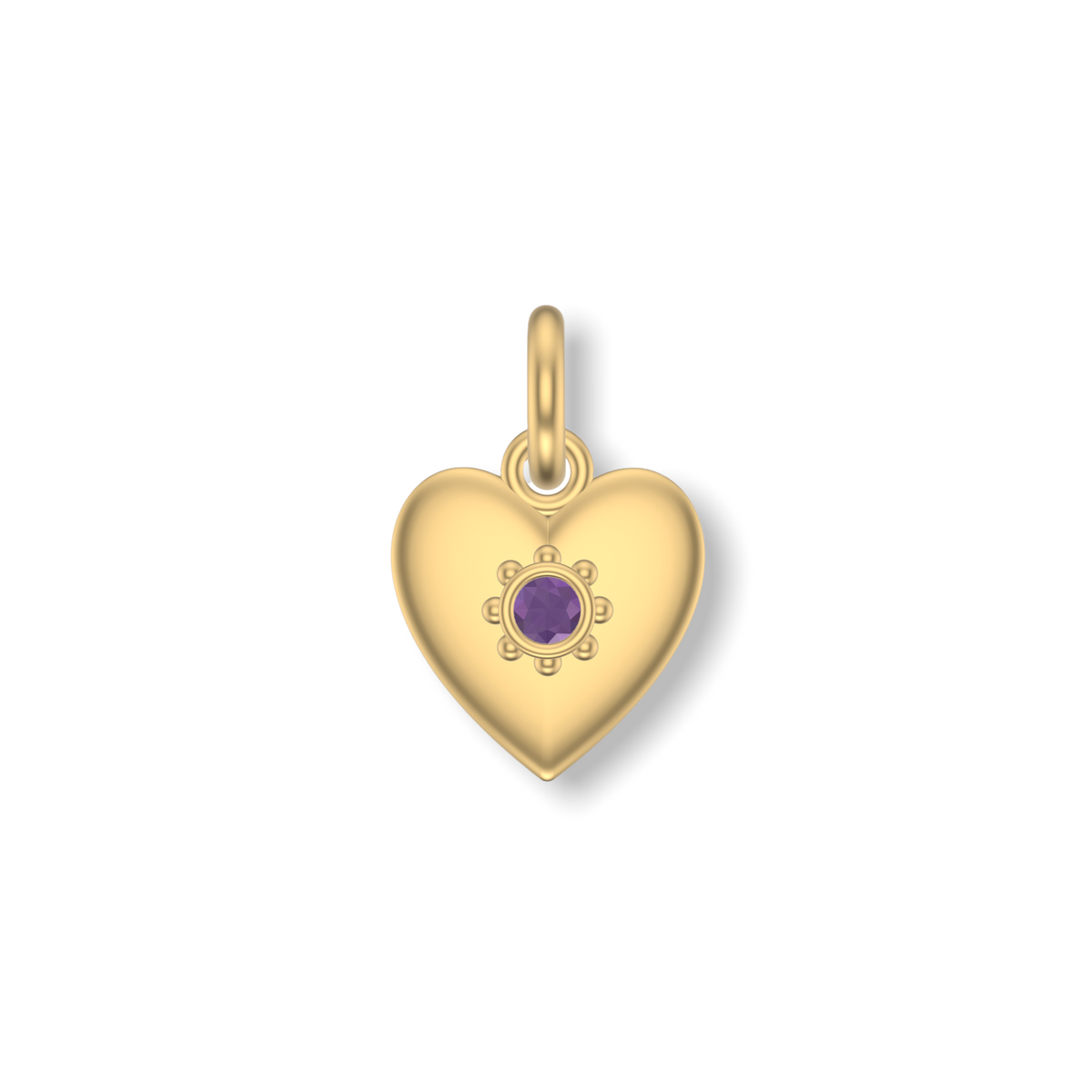 Little Love Heart Studded Charm | Gold Pendant | Choose Your Gemstone