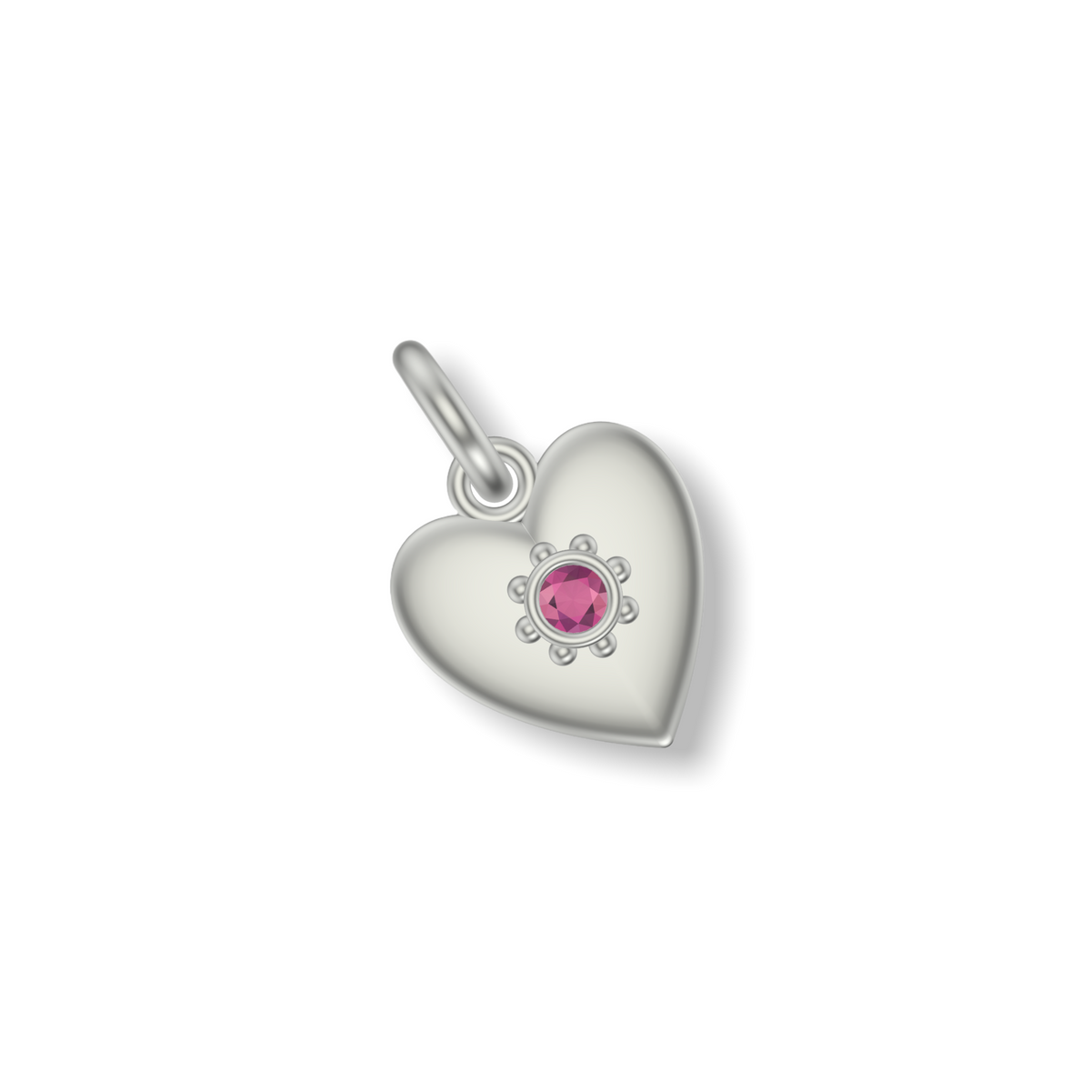 Little Love Heart Studded Charm | Silver Pendant | Choose Your Gemstone