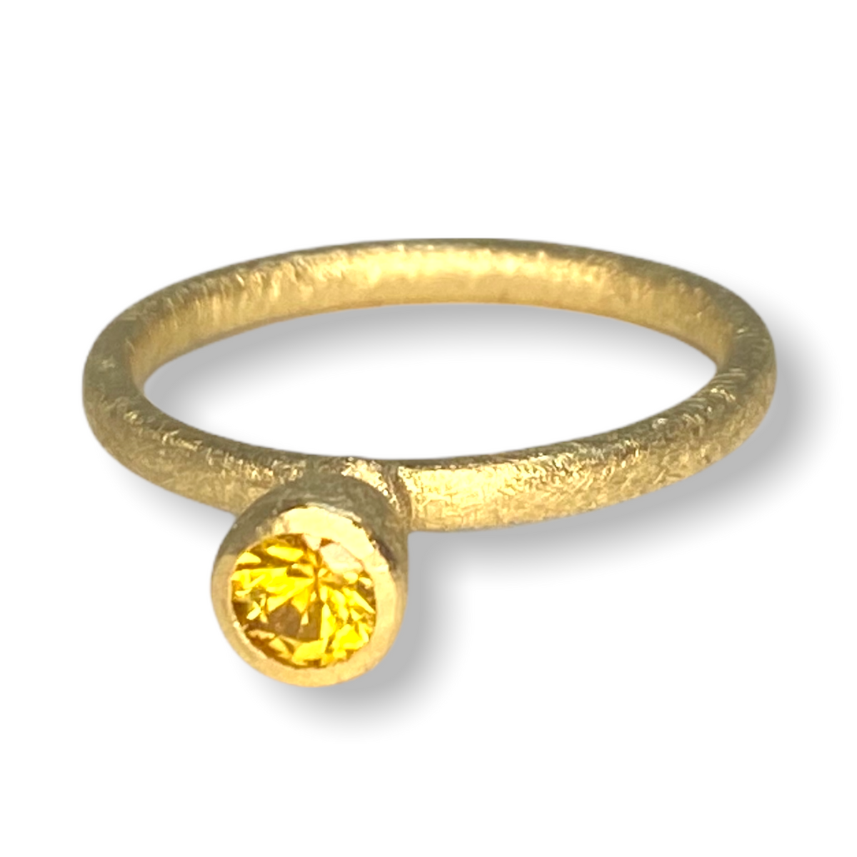 Tulip Tall Cone Shaped Stacker | 9ct Gold Stacking Ring  | Yellow Sapphire | Size O½