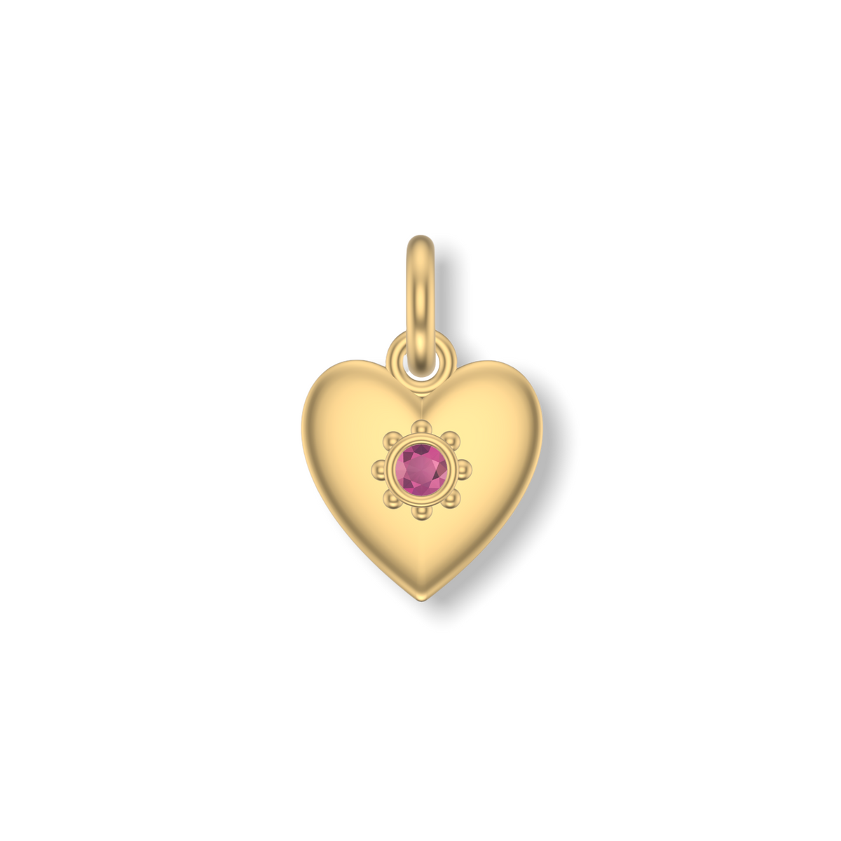 Little Love Heart Studded Charm | Gold Pendant | Choose Your Gemstone
