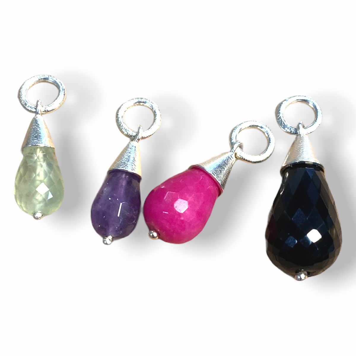 Jewel Drop Charm | Silver Pendant, Small | Purple Amethyst
