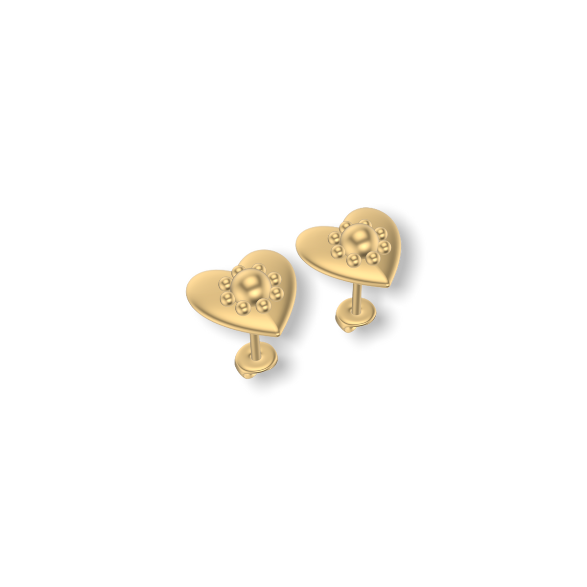 Little Love Heart Studded Earrings  | Gold Studs | Choose Your Metal