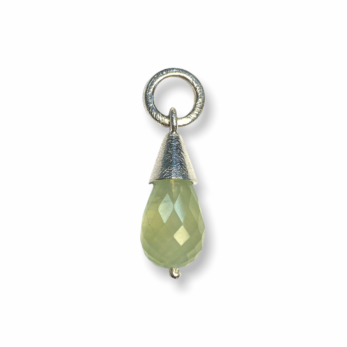 Jewel Drop Charm | Silver Pendant, Small | Green Quartz
