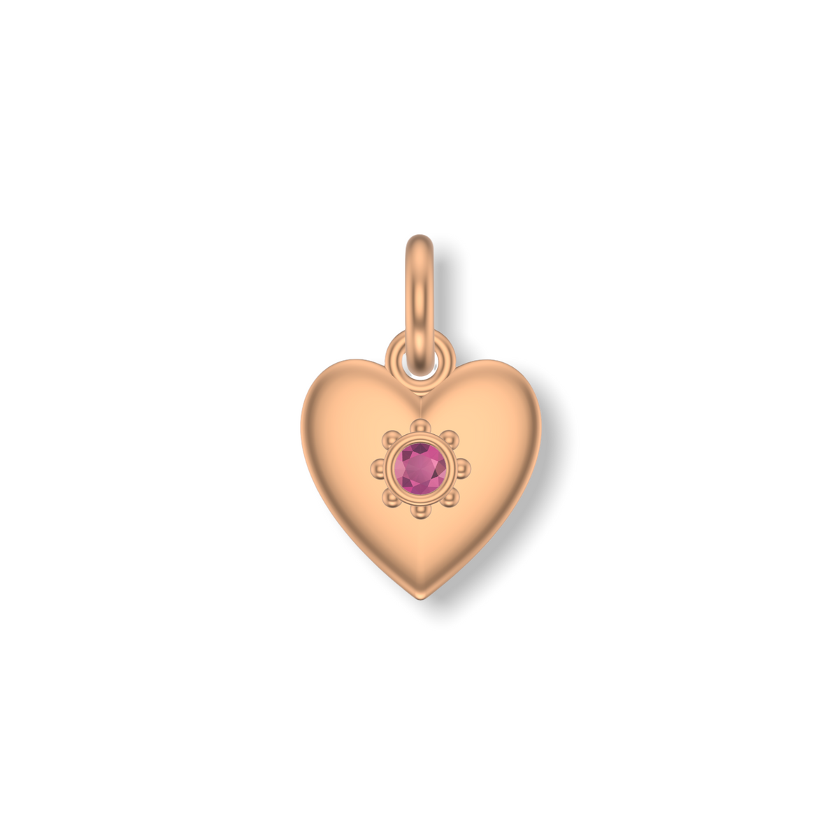 Little Love Heart Studded Charm | Gold Pendant | Choose Your Gemstone