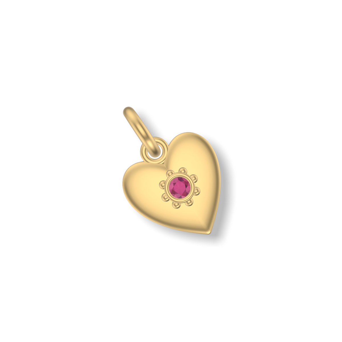 Little Love Heart Studded Charm | Gold Pendant | Choose Your Gemstone