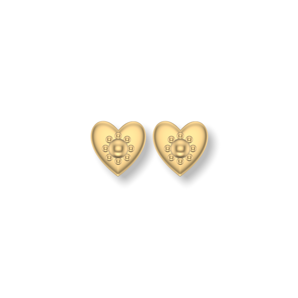 Little Love Heart Studded Earrings  | Gold Studs | Choose Your Metal