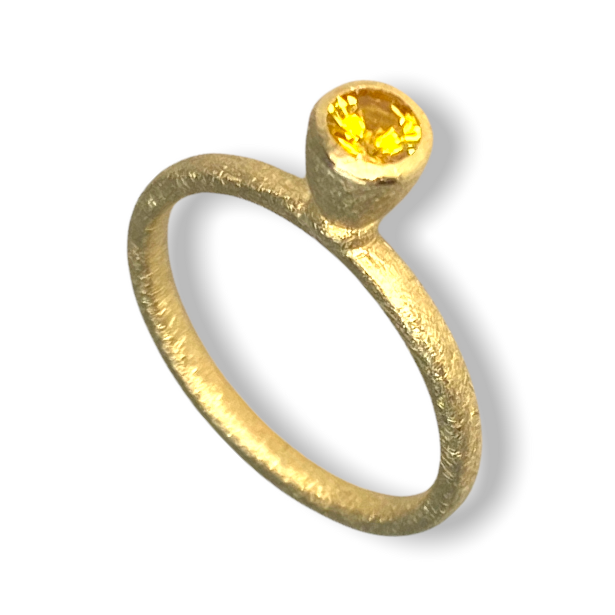 Tulip Tall Cone Shaped Stacker | 9ct Gold Stacking Ring  | Yellow Sapphire | Size O½